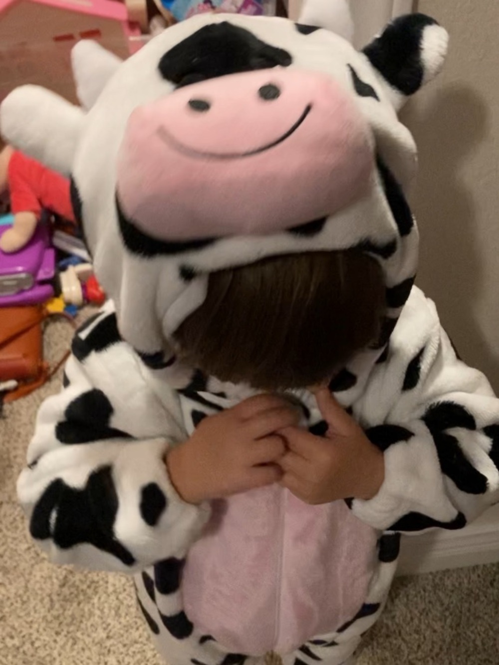 Kids Cow Onesie Costume - Black & White Plush Hooded Pajama